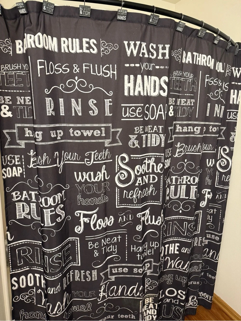 Black and White Typography Shower Curtain - Home Bath
